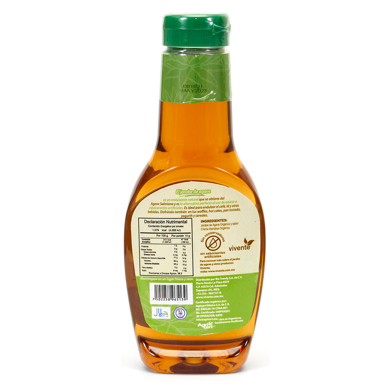 Jarabe de agave orgánico Vivente sabor crema irlandesa 345 g