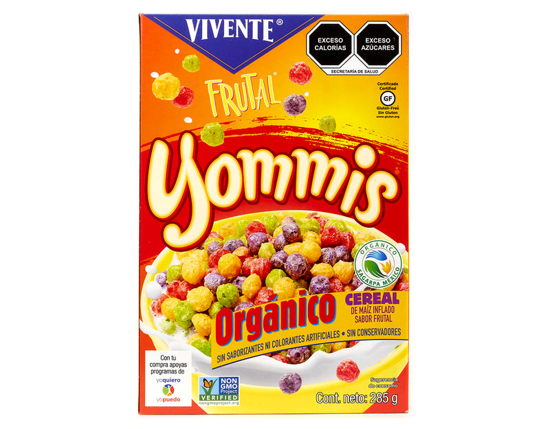 Cereal Vivente Yommis sabor frutal 285 g - Empaque Frente