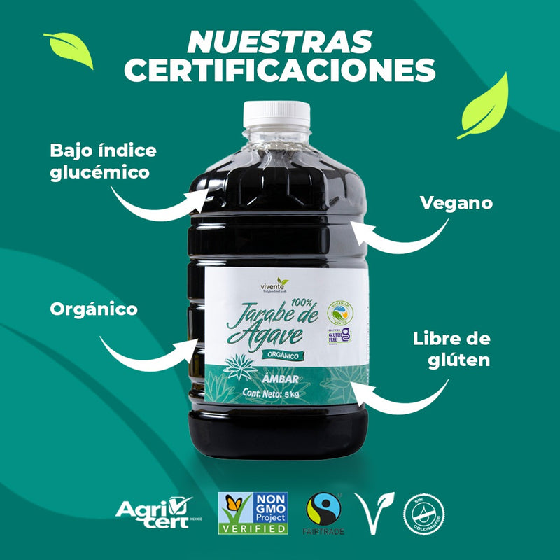 VIVENTE JARABE DE AGAVE ORGÁNICO RAW 5 KILOS