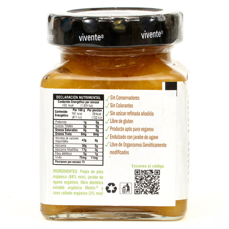 Organic jam Vivente pineapple-coconut flavor 225g