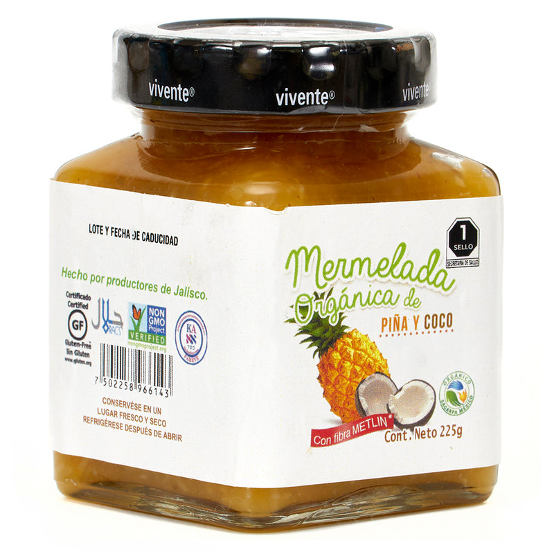 Organic jam Vivente pineapple-coconut flavor 225g