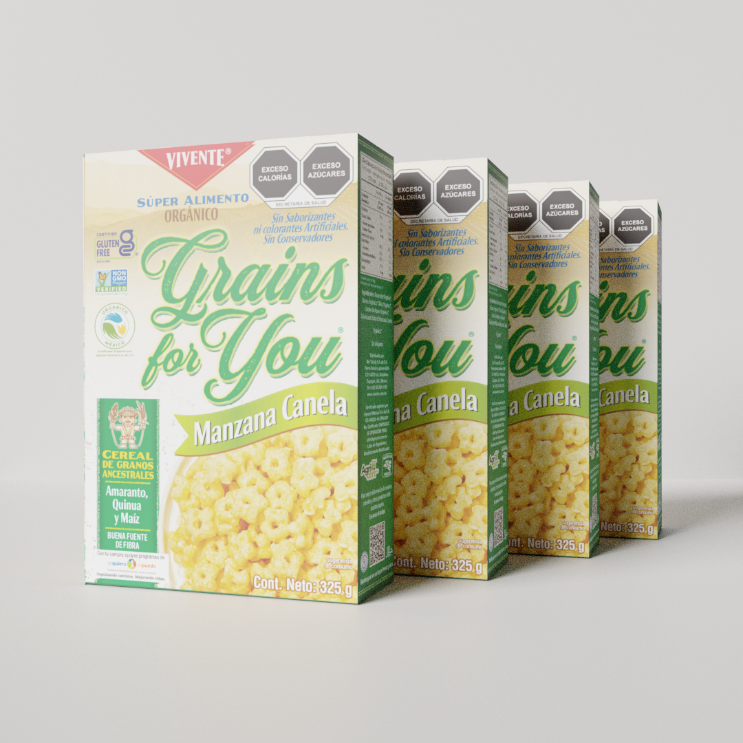Paquete de Cereal Grains for You sabor manzana canela
