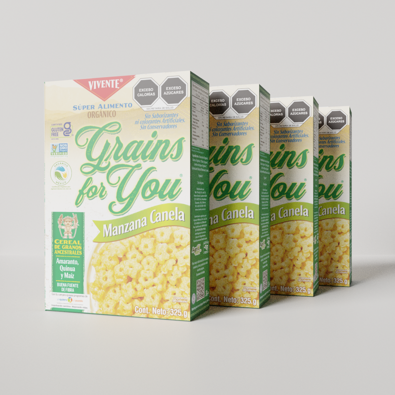 Paquete de Cereal Grains for You sabor manzana canela