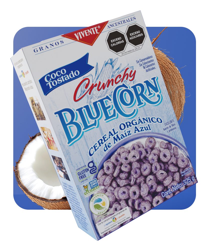 Cereal de Maíz Azul sabor coco tostado