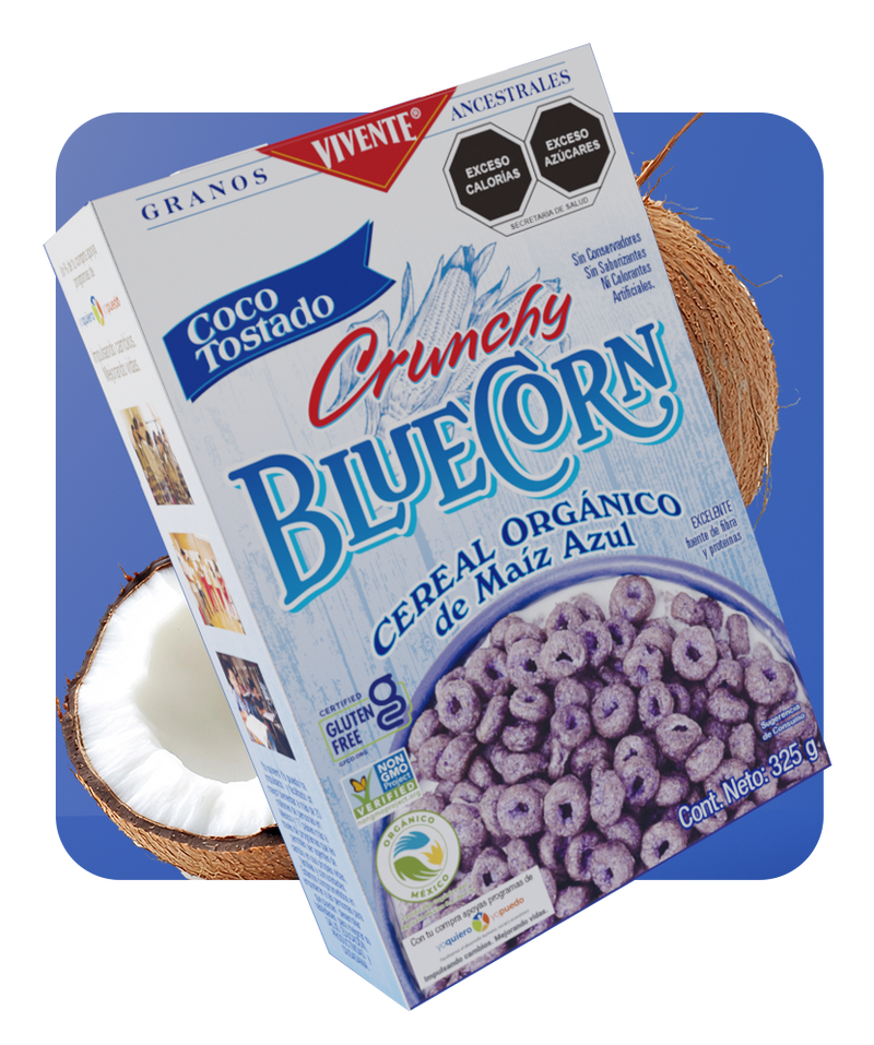 Cereal de Maíz Azul sabor coco tostado