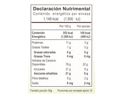 Cereal Vivente Amaranth con matcha 325 g - Tabla nutrimental
