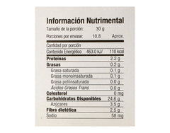 Cereal Vivente Blue Corn sabor Cereza Chocolate 325 g - Tabla nutrimental 