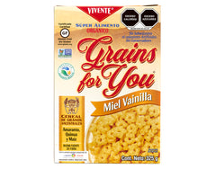 Cereal Vivente Grain For You sabor Miel Vainilla 325 g - Empaque Frente