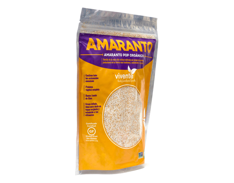 Semillas de amaranto pop orgánicas Vivente 245 g - Empaque Costado